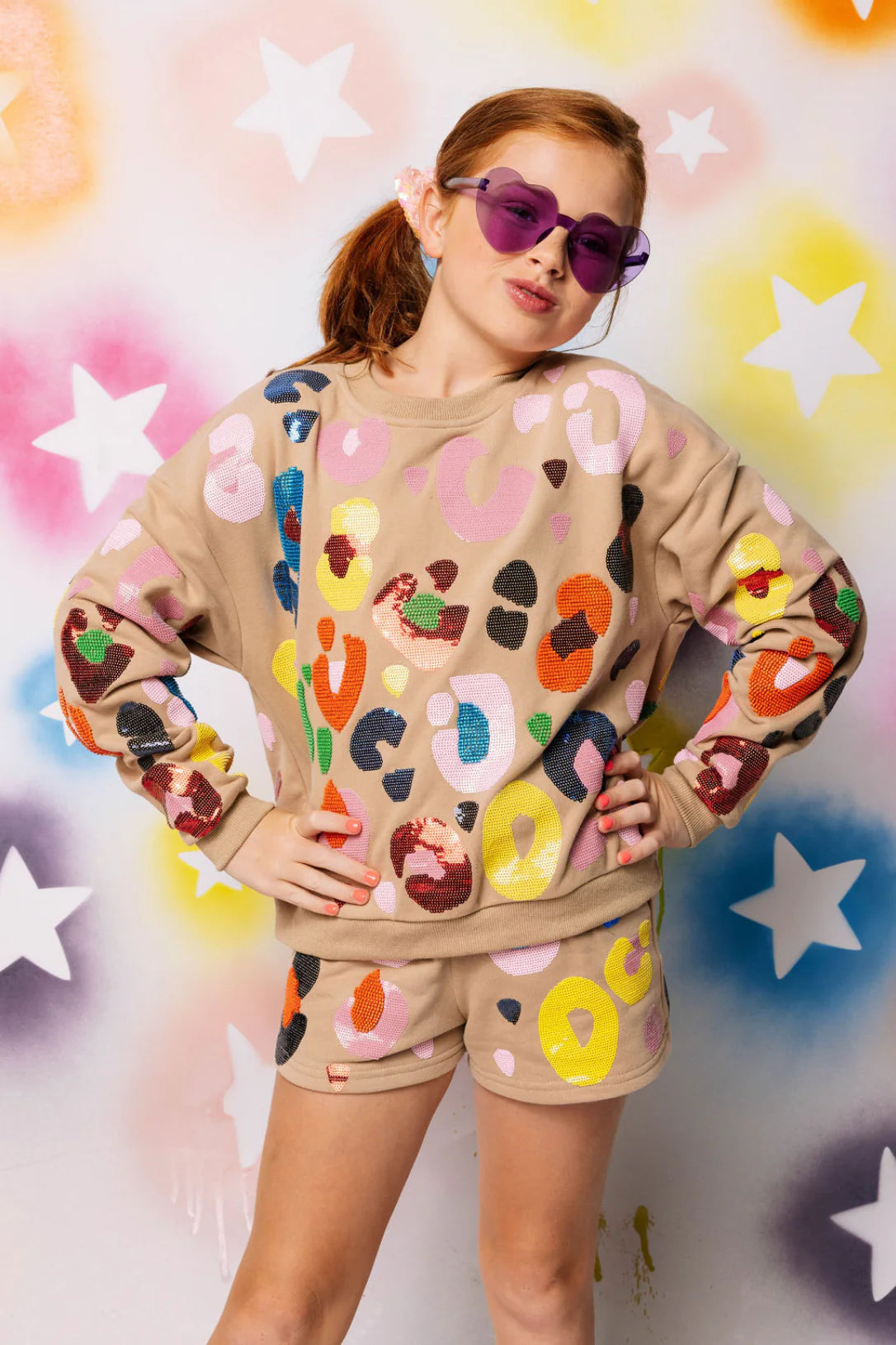 Kids Tan Multi Leopard Sweatshirt