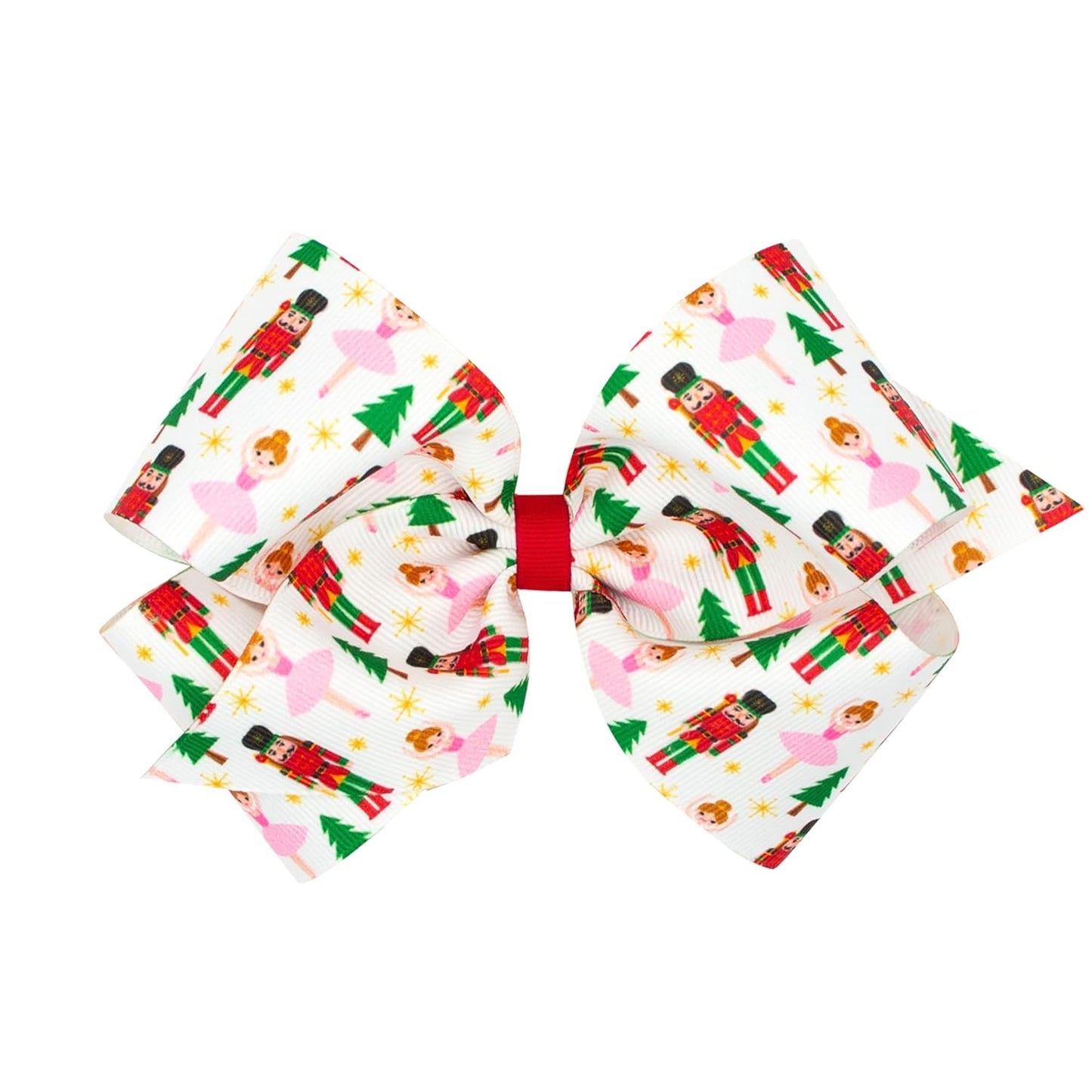 King Holiday-themed Red Nutcracker Printed Grosgrain Hair Bow