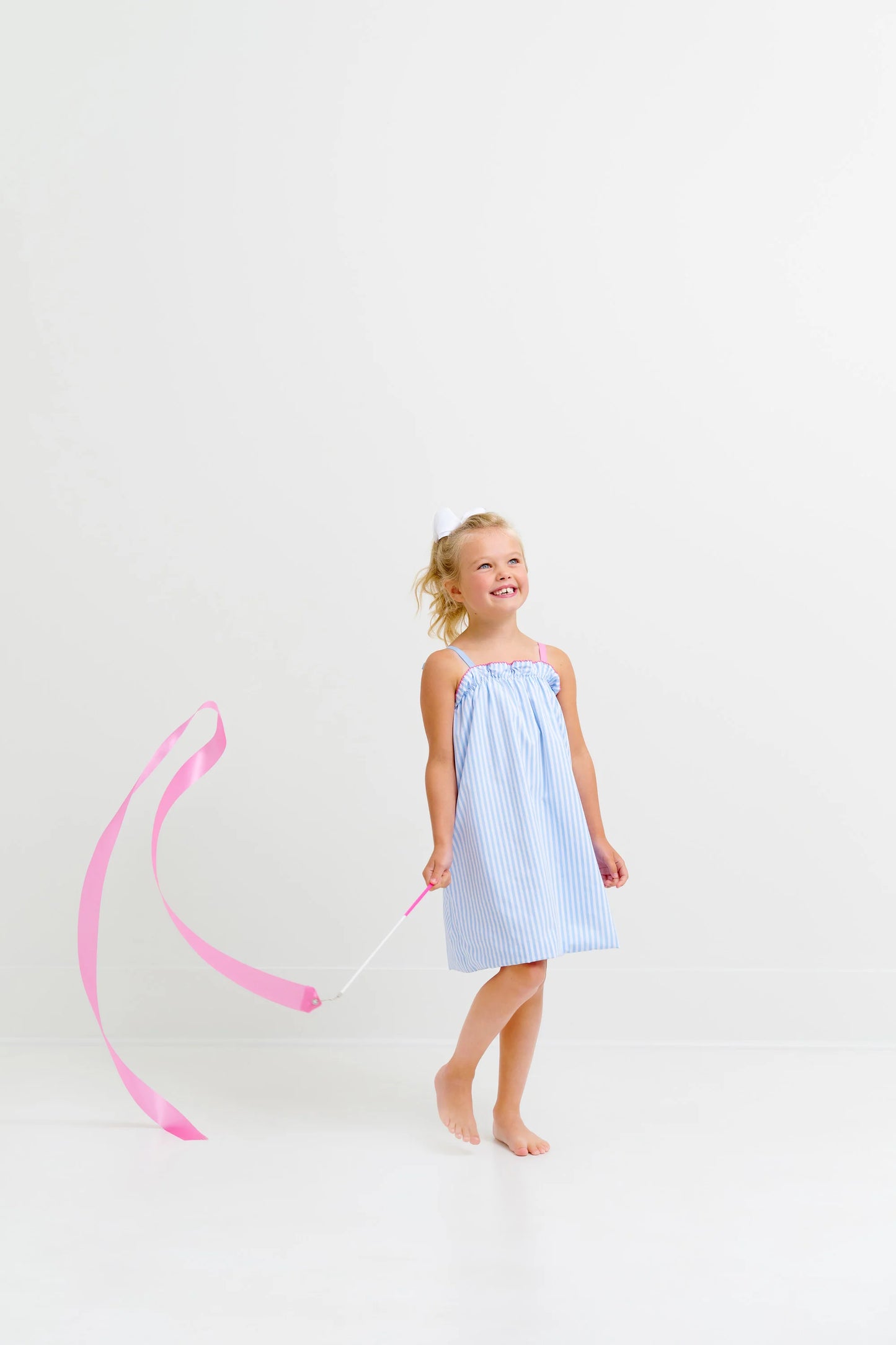 Lainey's Little Dress Beale Street Blue Stripe with Hamptons Hot Pink