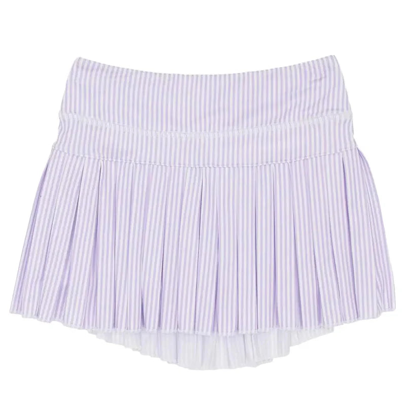 Lavender Striped Mini Pleat Skort