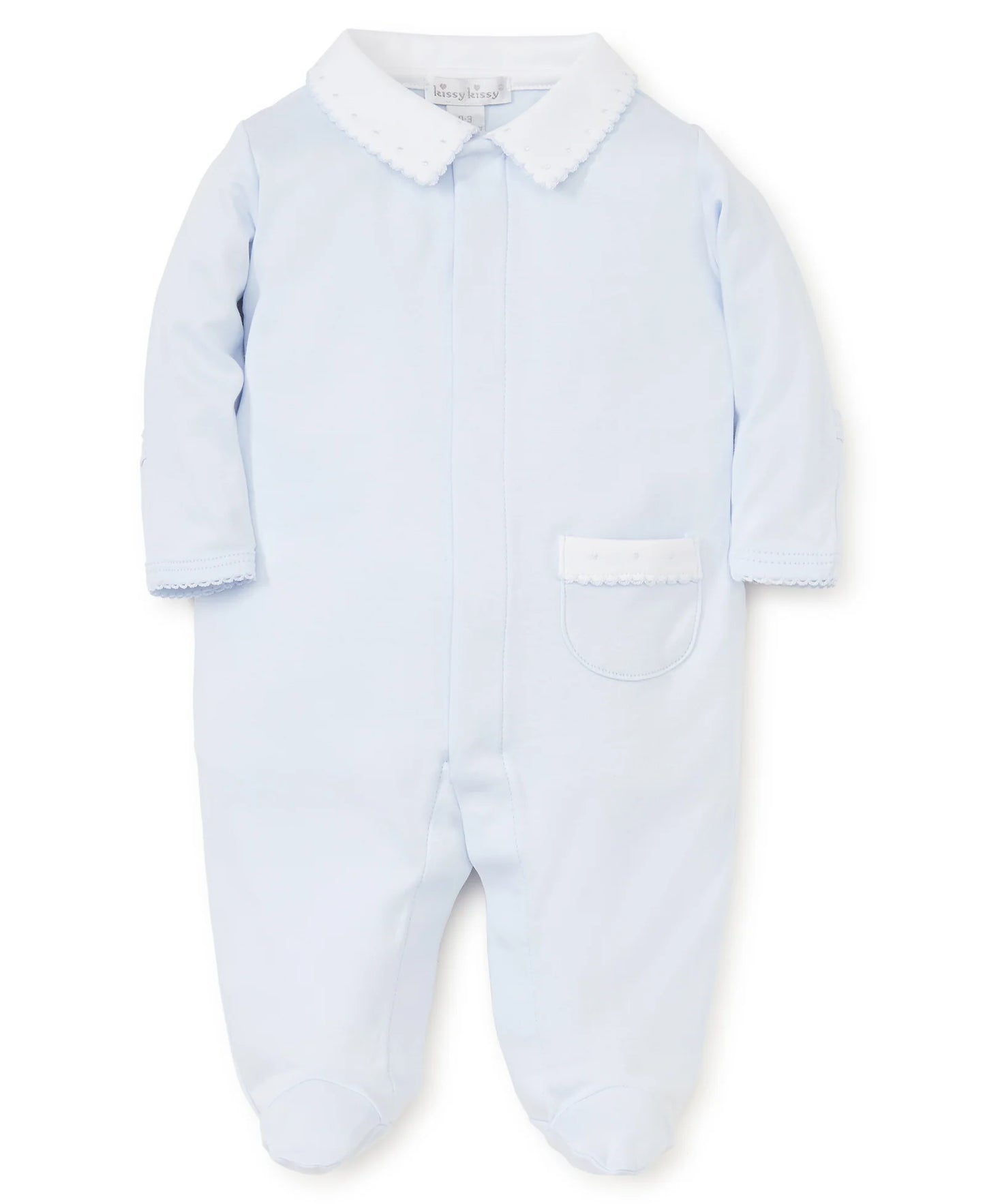 Light Blue Kissy New Beginnings Footie w/ Collar