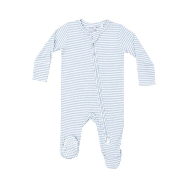 Light Blue Stripe 2 Way Zipper Footie