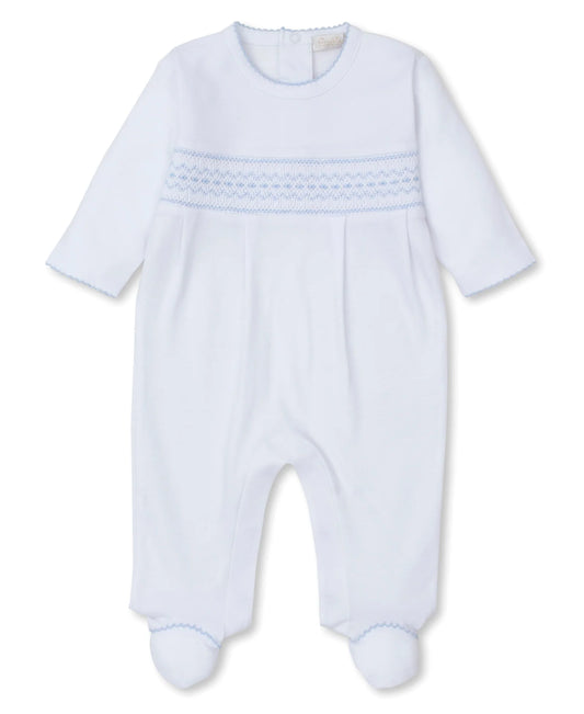 Light Blue/White CLB Medley Footie with Hand Emb