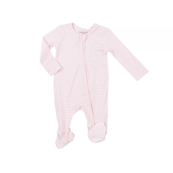 Light Pink Stripe 2 Way Zipper Footie