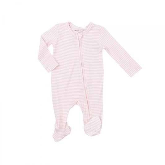 Light Pink Stripe 2 Way Zipper Footie