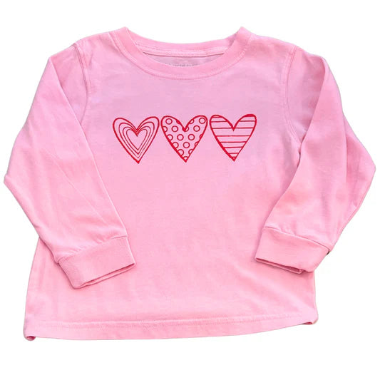 Long Sleeve Light Pink Hearts Trio