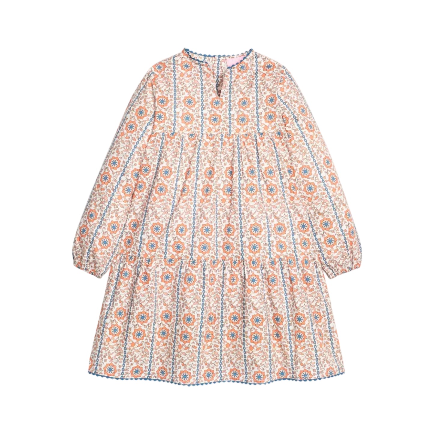 Long Sleeved Positano Dress- Verbier Vines Orange