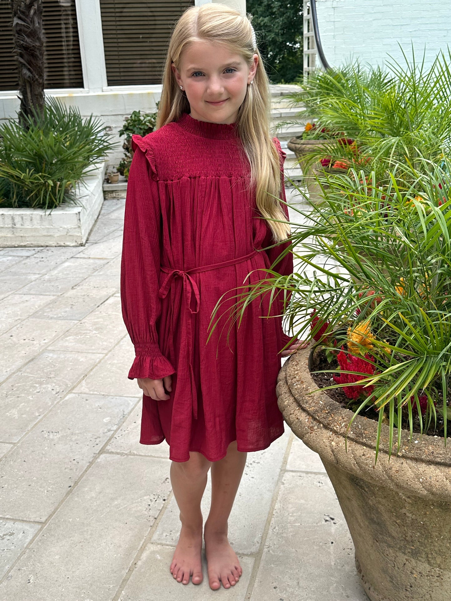 Lottie Dress Red Crinkle