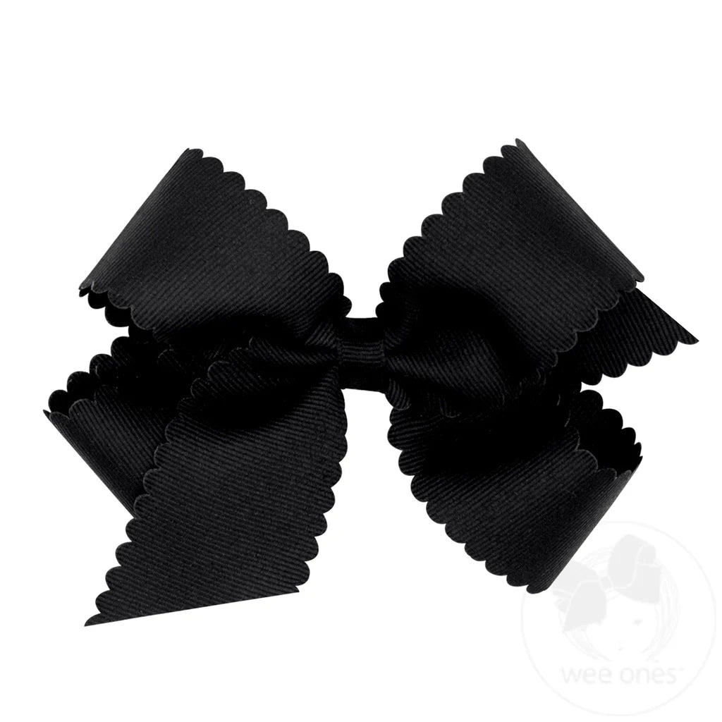 Medium Grosgrain Scalloped Bow Navy