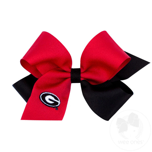 Medium Two-tone Collegiate Embroidered Grosgrain Hair Bow GEORGIA