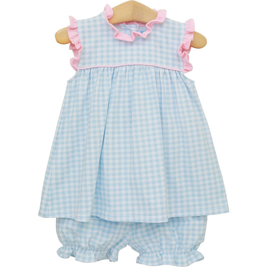 Meredith Bloomer Set- Light Blue Gingham/Light Pink