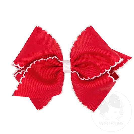 Mini Moonstitch Grosgrain Bow Red/White