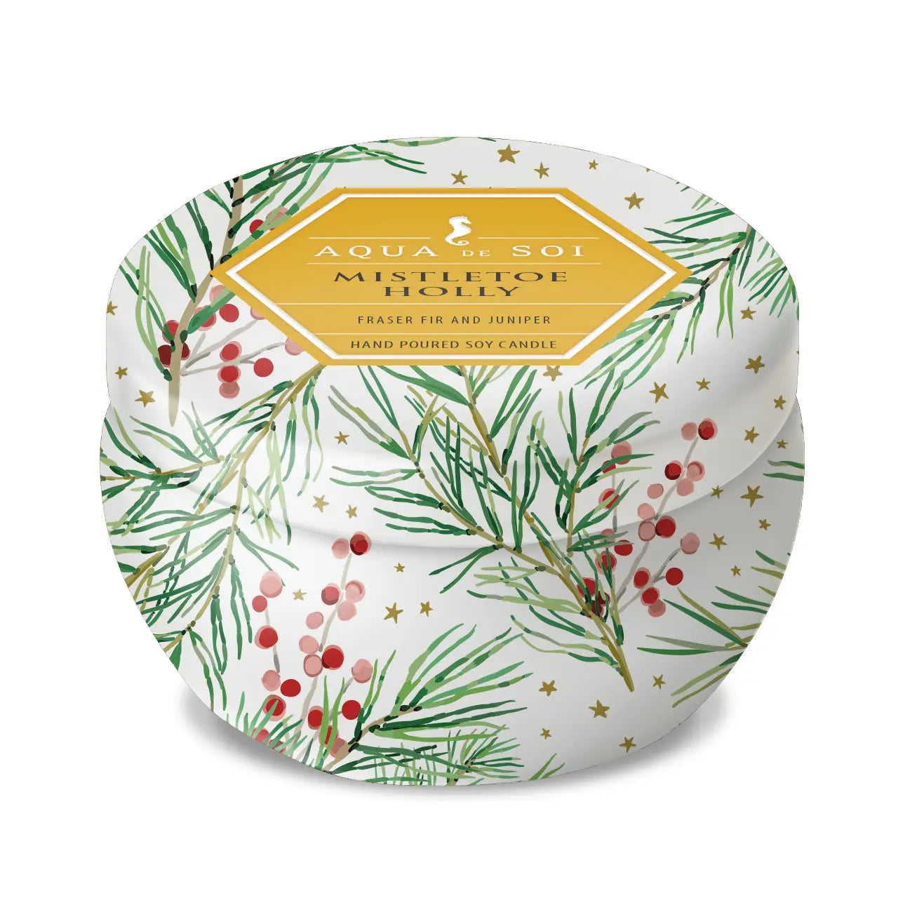 Mistletoe & Holly 9oz Aqua De Soi Tin Candle