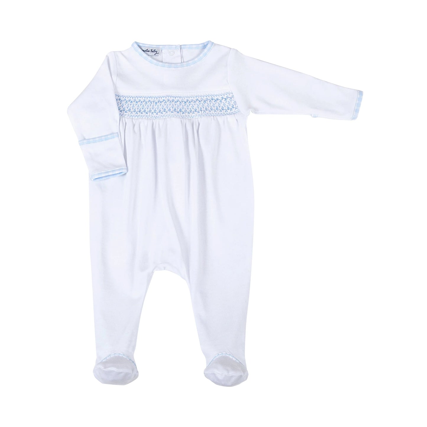 New Beginnings Smocked Footie Light Blue