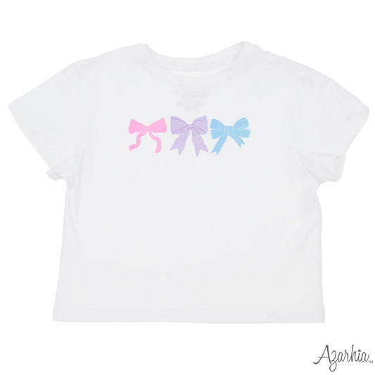 Pastel Bows Screen Print White Boxy Tee