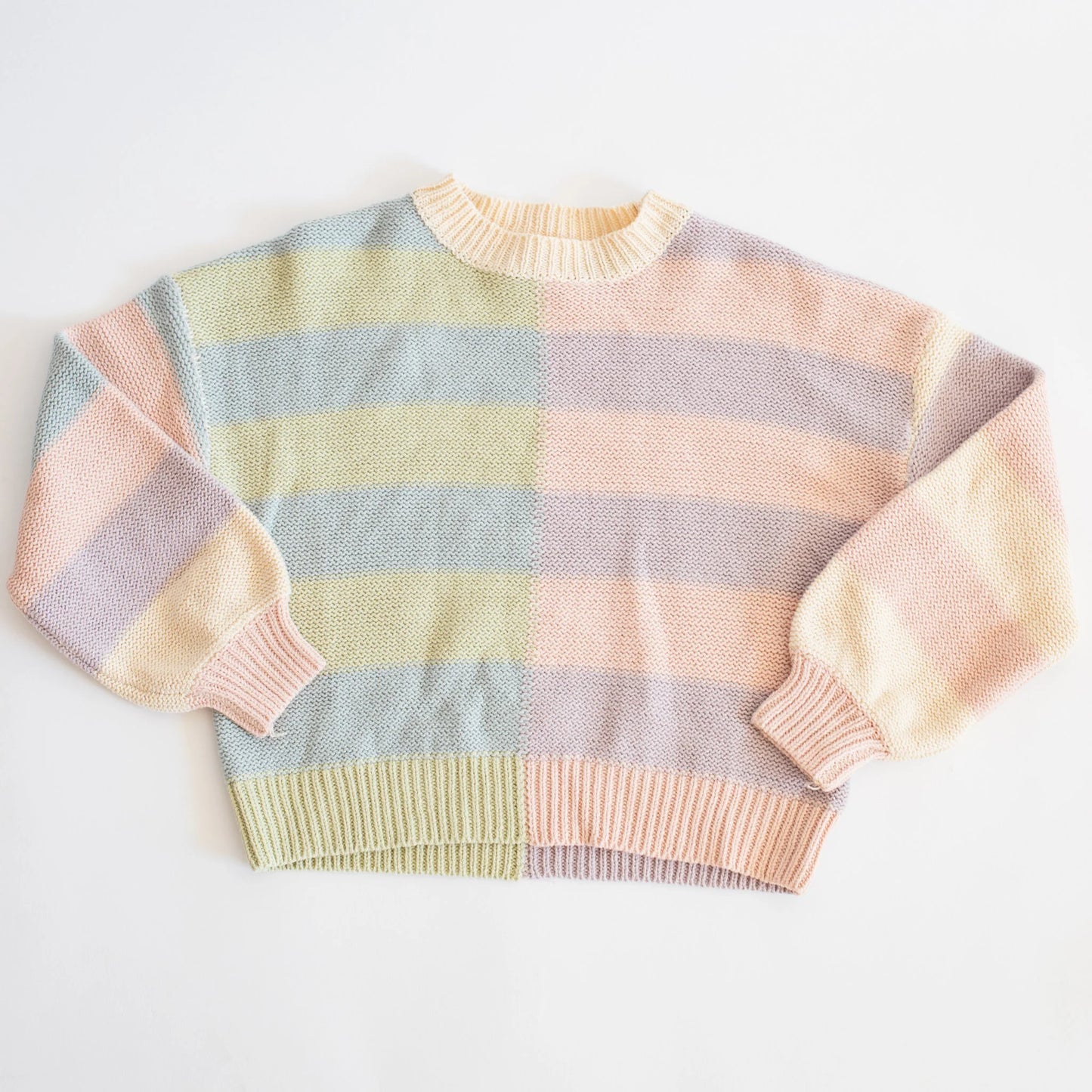 Pastel Multi Stripe Multicolor Stripe Patch Sweater