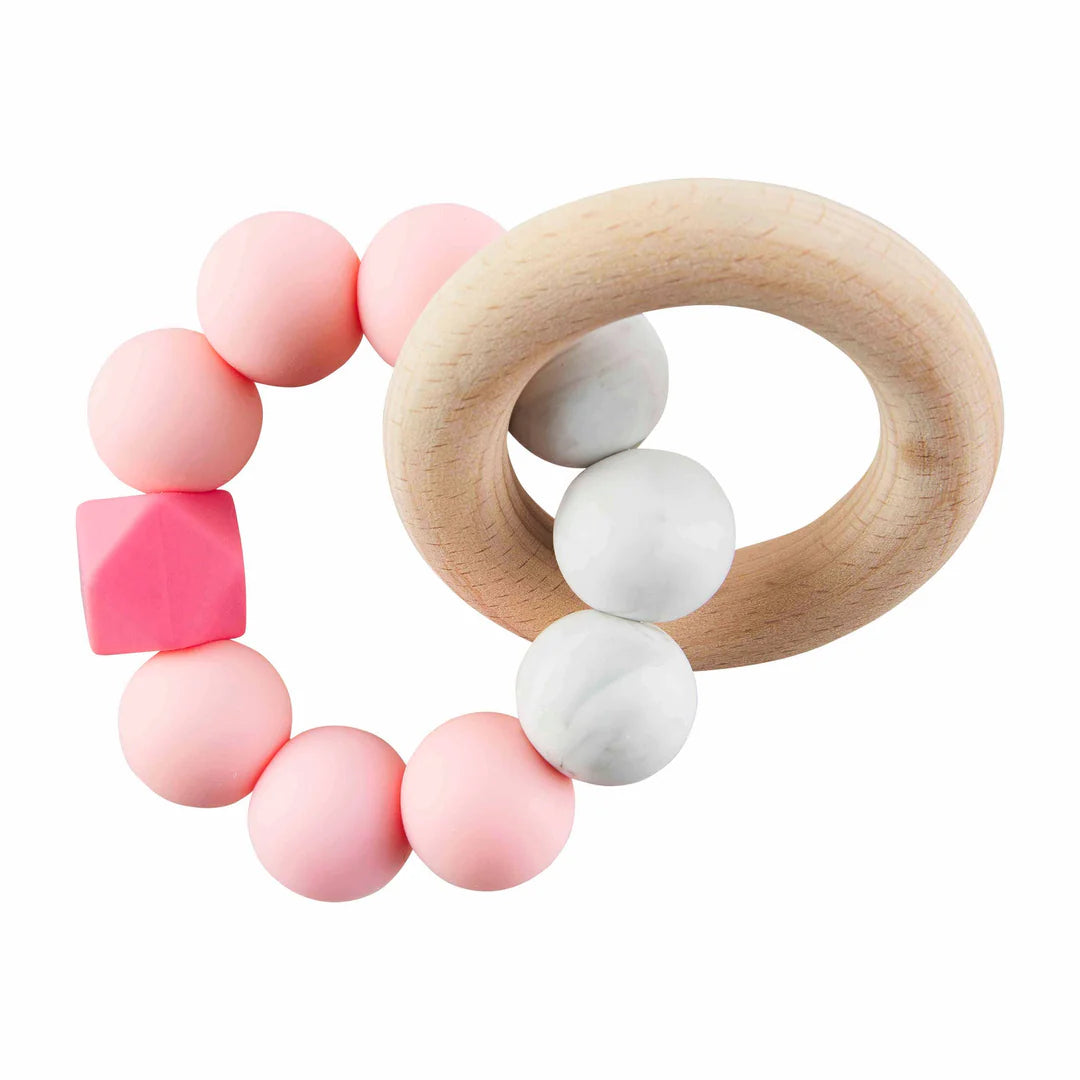 Pink Silicone Wood Teether