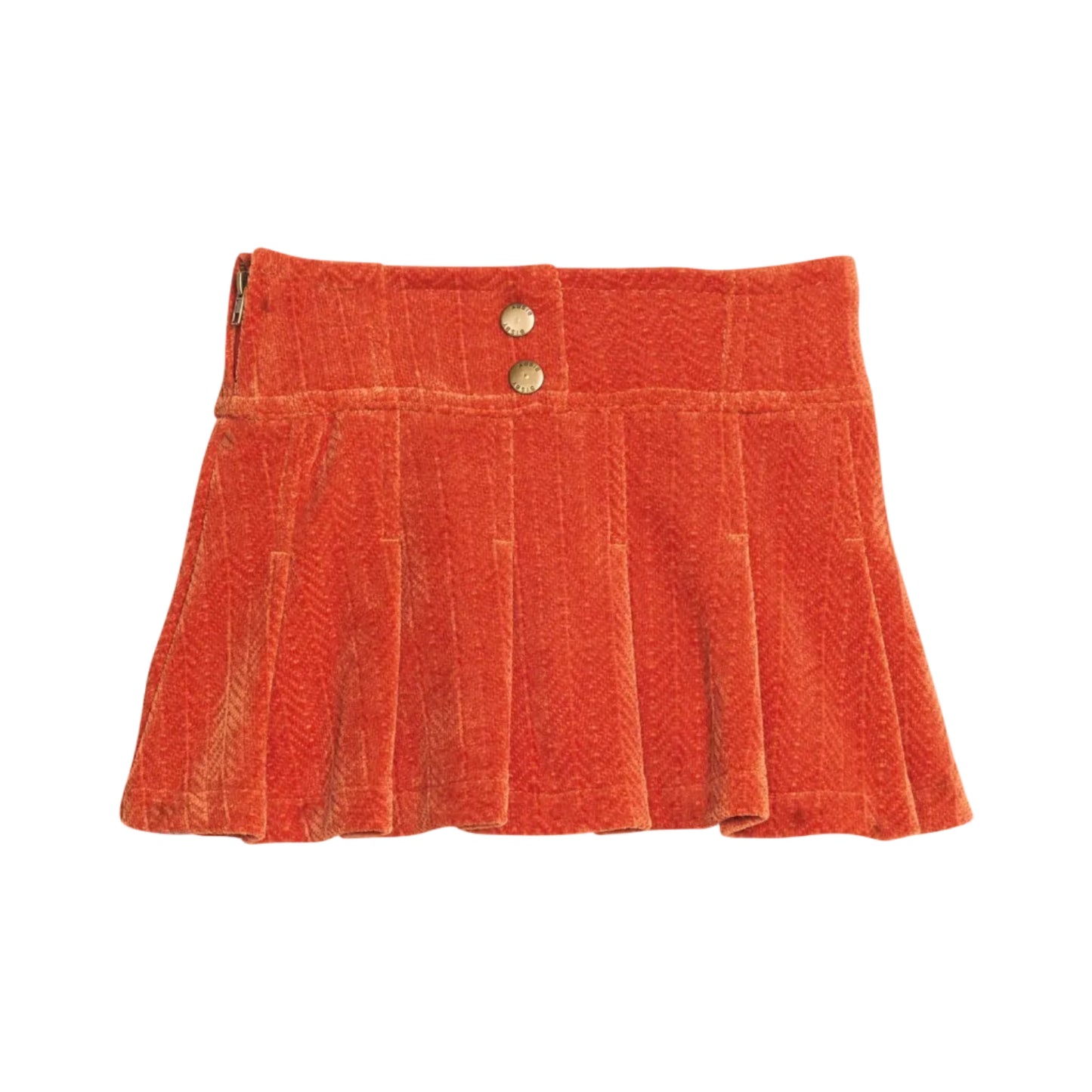 Pleated Skort- Rust Herringbone Corduroy