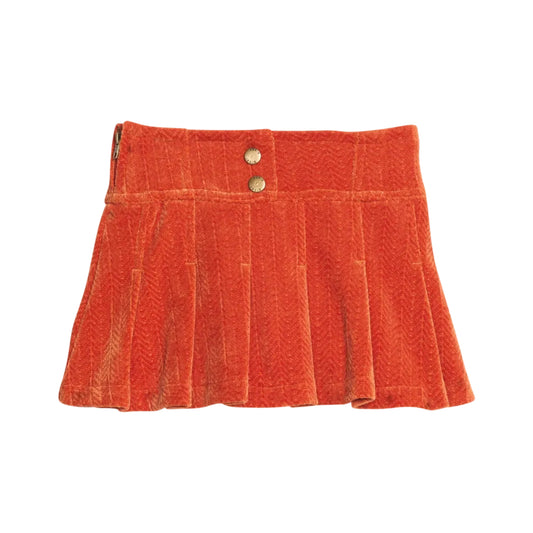 Pleated Skort- Rust Herringbone Corduroy