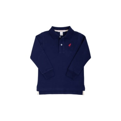 Prim & Proper Polo Long Sleeve Nantucket Navy/Richmond Red