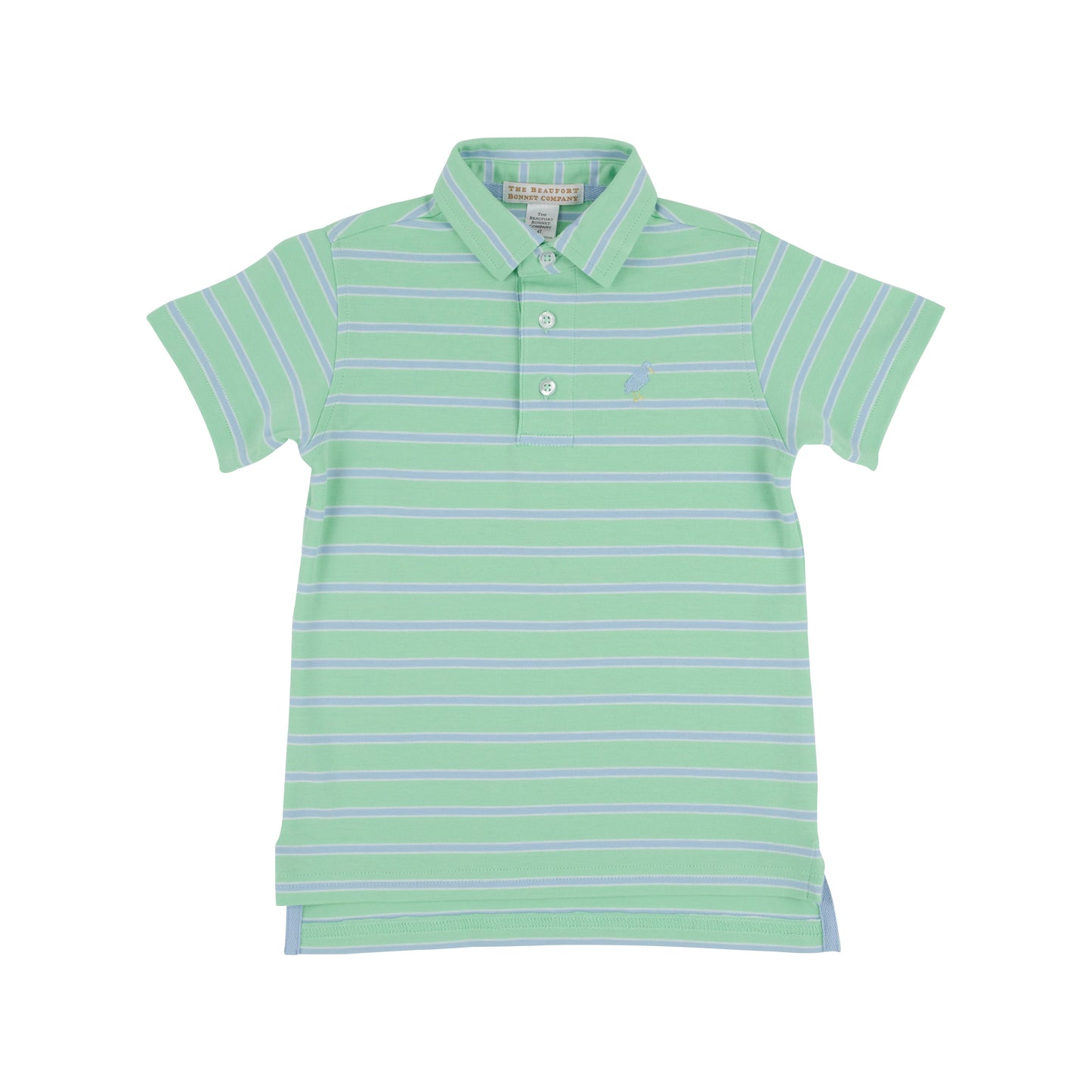 Prim & Proper Polo Grace Bay Green, Beale Street Blue, & Worth Avenue White Stripe with Beale Street Blue Stork