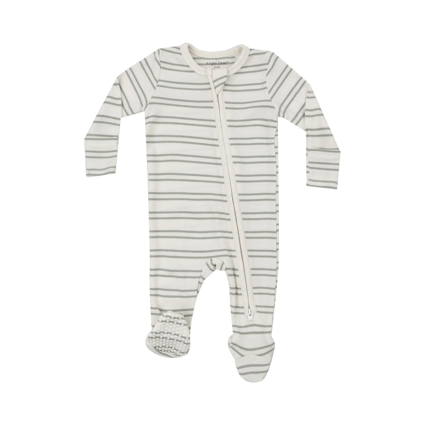 Ribbed Stripe Desert Sage 2 Way Zipper Footie