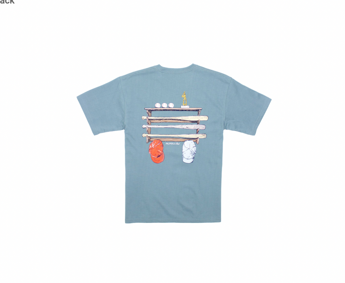 Boys Bat Rack Short Sleeve Steel Blue T-Shirt