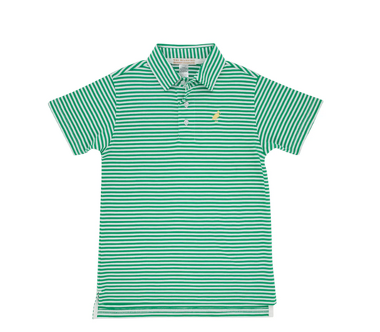 Prim & Proper Polo Kiawah Kelly Green Stripe with Bellport Butter Yellow Stork