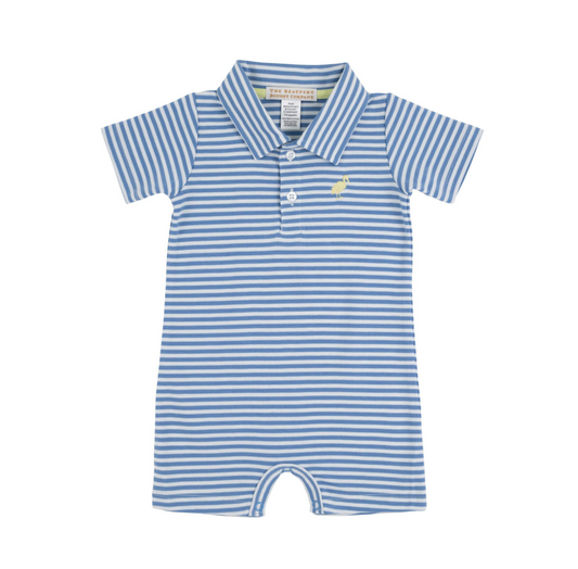 Sir Propers Romper - Pima Barbados Blue Stripe/Barbados Blue/Bellport Butter Yellow