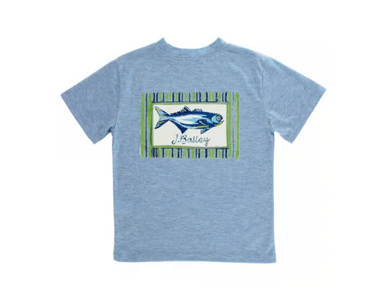 Logo Tee Fish on Heather Blue