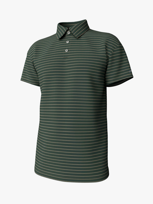 Youth Horizon Stripe Performance Polo Duck Green/Sandstone