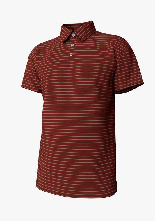 Youth Horizon Stripe Performance Polo Chili Oil/Laurel Oak
