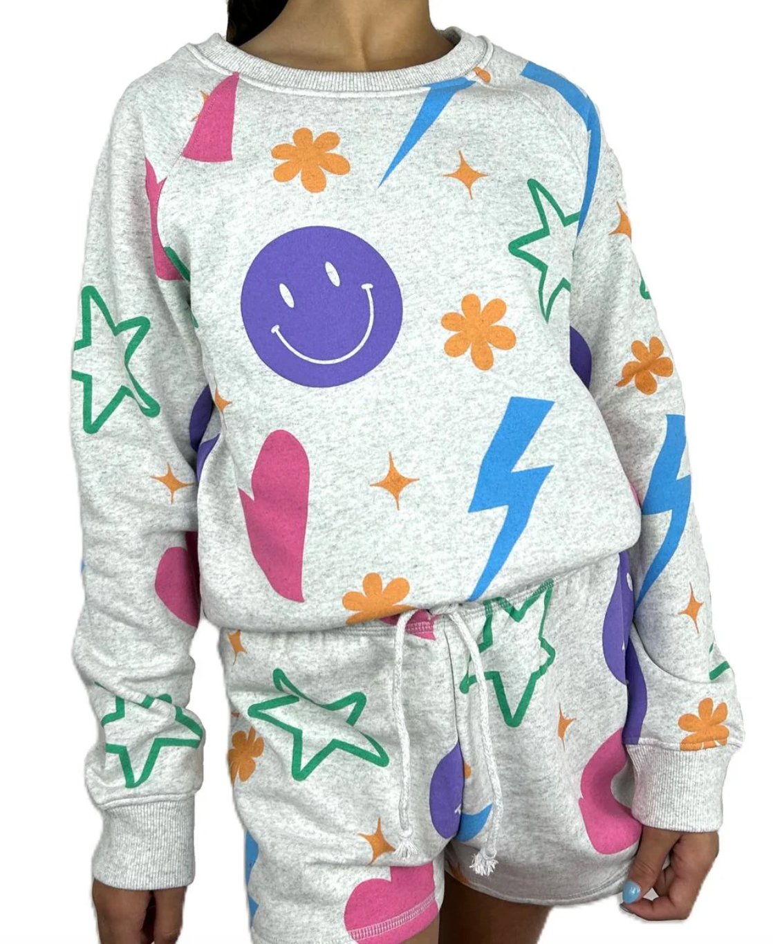 All Over Icons Sweatshirt Light Gray