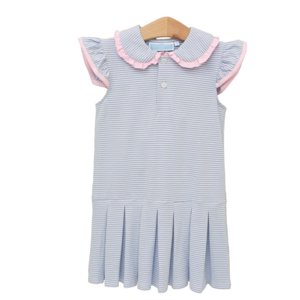 Camilla Dress-Dusty Blue Stripe/Pink