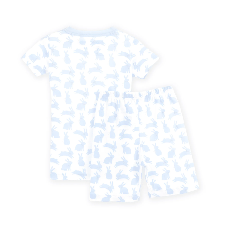 Leaping Bunnies Short Pajamas in Light Blue