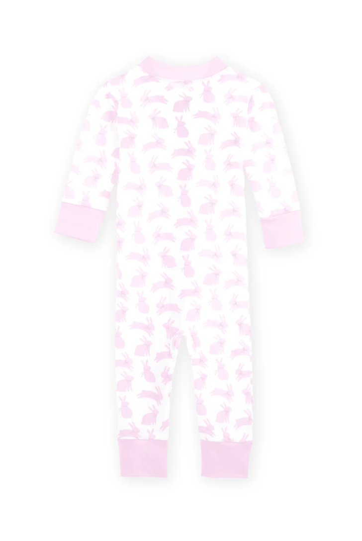 Leaping Bunnies Zip Pajamas - Pink
