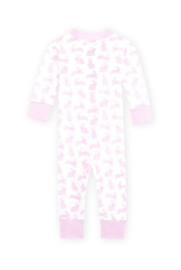 Leaping Bunnies Zip Pajamas - Pink