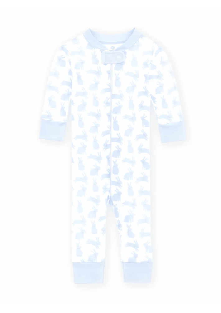 Leaping Bunnies Zip Pajamas - Light Blue