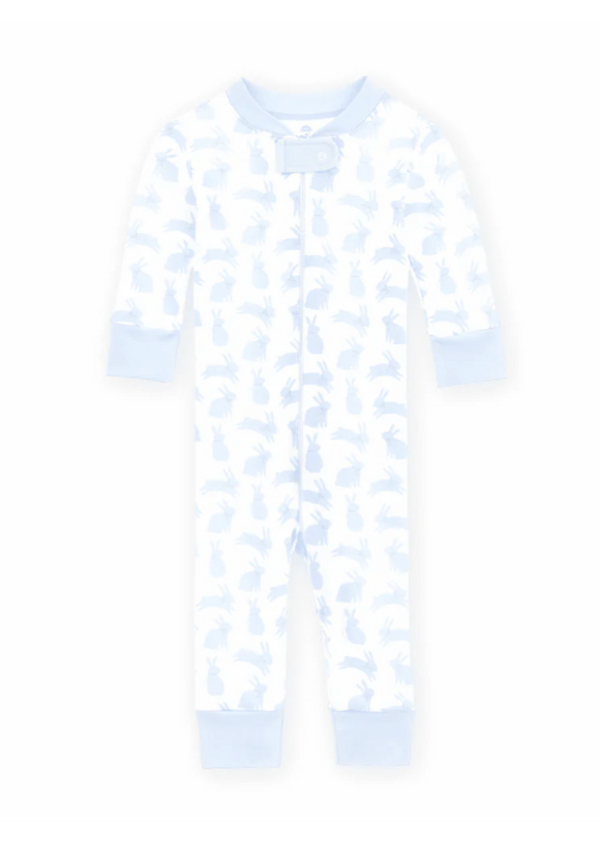 Leaping Bunnies Zip Pajamas - Light Blue