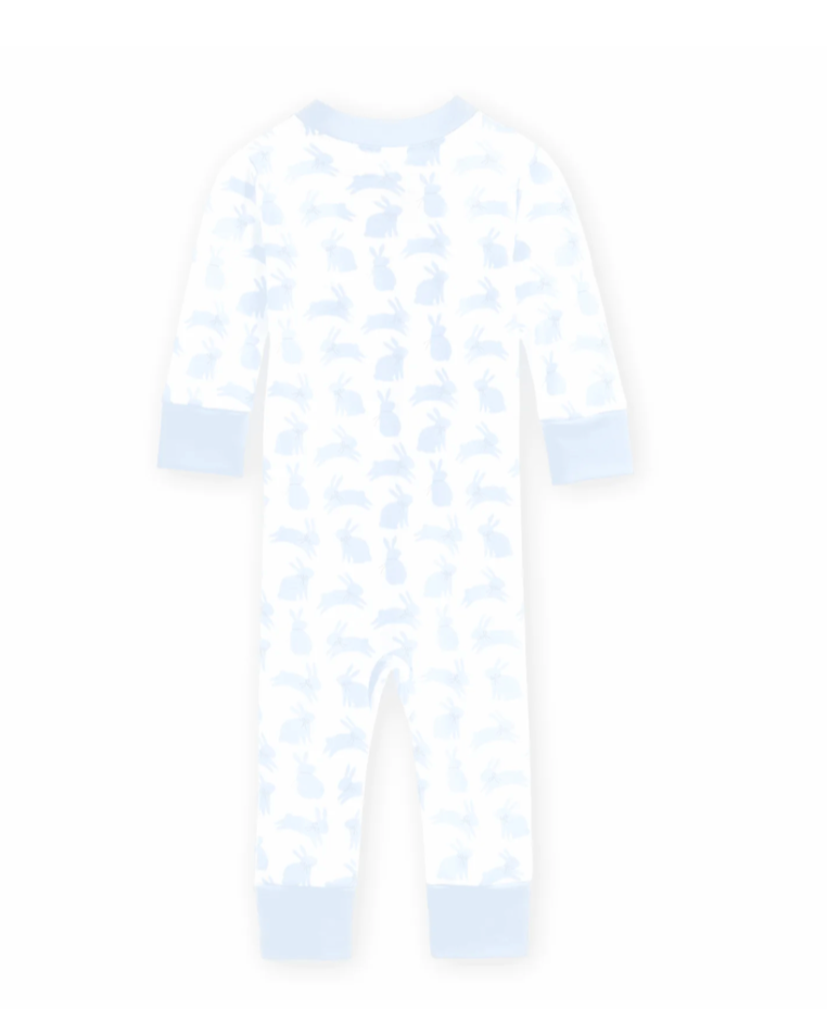 Leaping Bunnies Zip Pajamas - Light Blue