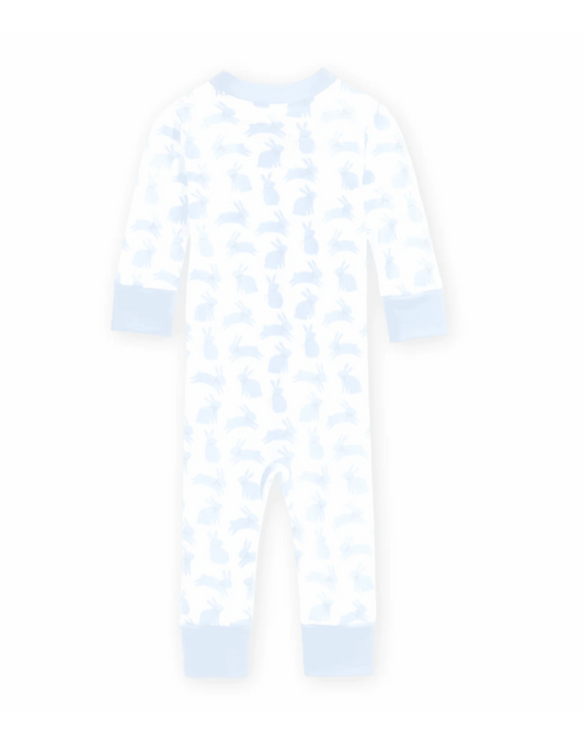 Leaping Bunnies Zip Pajamas - Light Blue