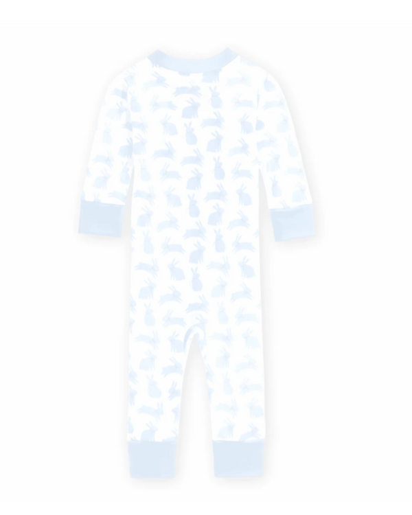 Leaping Bunnies Zip Pajamas - Light Blue