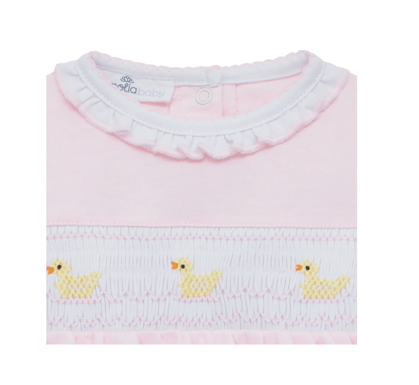 LITTLE DUCKLINGS SMOCKED BUBBLE - PINK