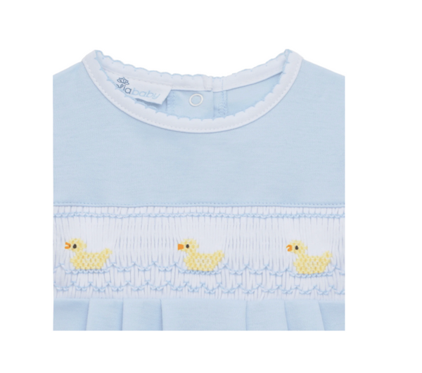 LITTLE DUCKLINGS SMOCKED BUBBLE -LIGHT BLUE