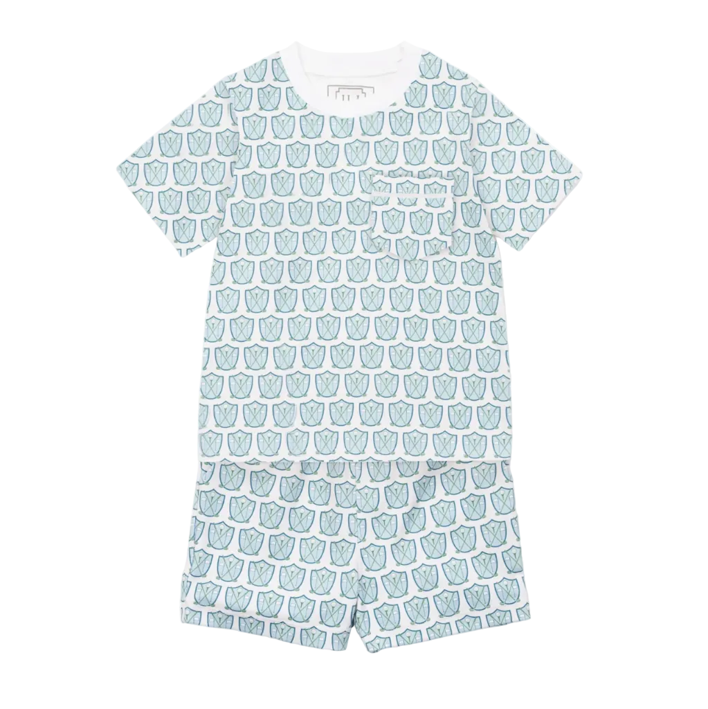 Charles boys short set - golf crest blue