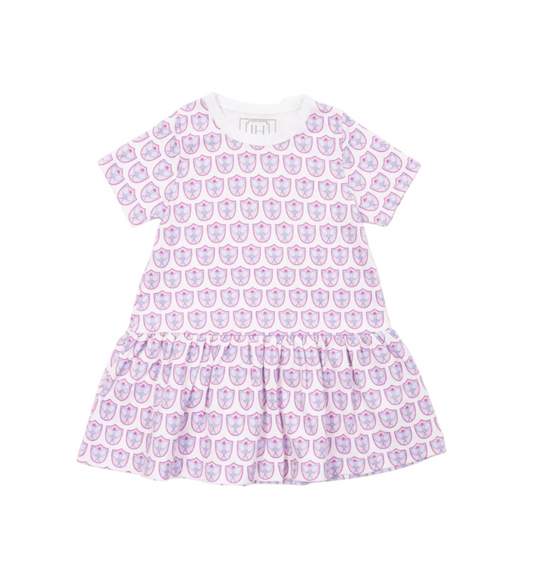 Lottie Girls dress - tennis crest pink