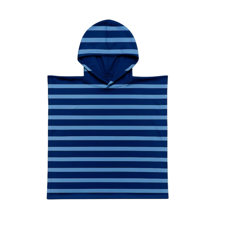 Kids Hooded UPF 50+ Poncho- Nautical Navy