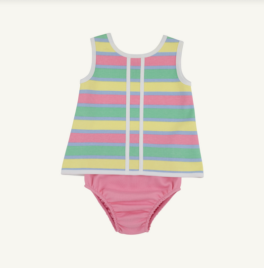 Mary Simms Bloomer Set Pima-Samford Stripe/Hamptons Hot Pink