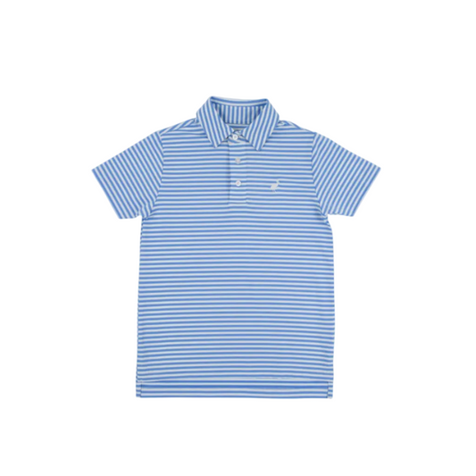 Prepletic Prim and Proper Polo- Sunrise Blvd Blue Stripe/Worth Ave White Stork