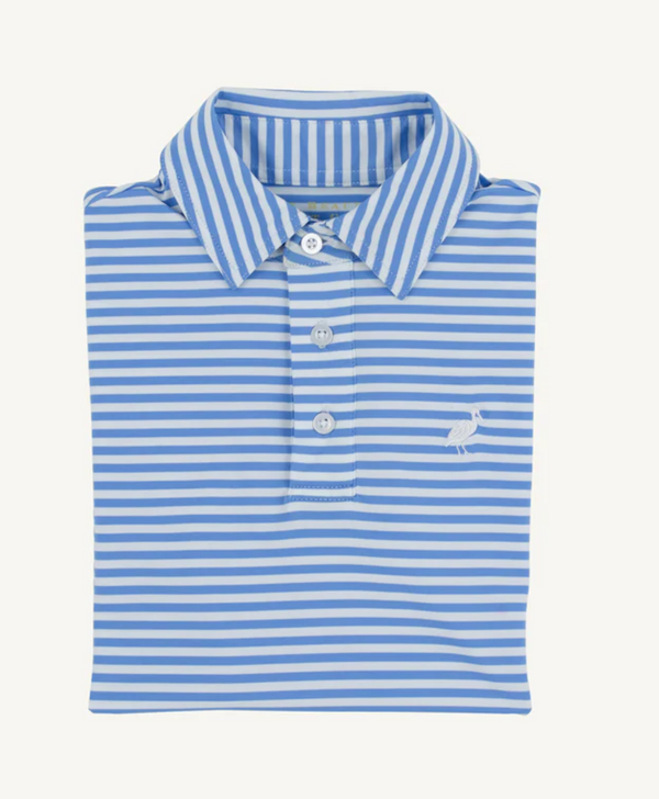 Prepletic Prim and Proper Polo- Sunrise Blvd Blue Stripe/Worth Ave White Stork